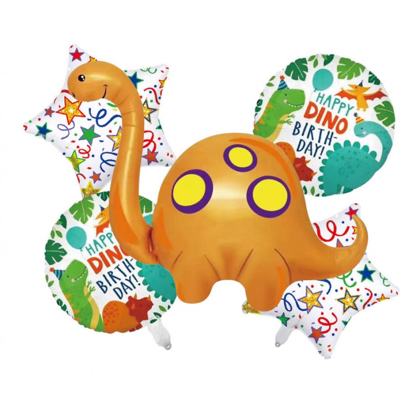 jx-225933 GRABO Set fóliových balónů - Happy DINO Birthday - Brontosaurus (5ks) 