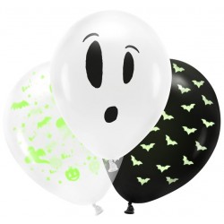 Set balónov - UV Halloween - "BOO!", 27cm (3ks)