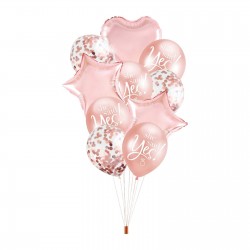 Foliový balón - She said yes - rose gold - sada 10ks